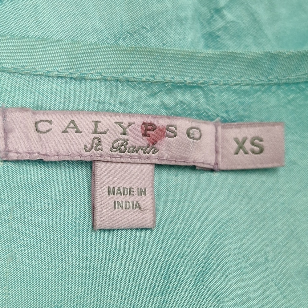Calypso St. Barth Silk Blue Embroidered Coquette Pockets Coastal Mini Dress XS - Picture 11 of 14